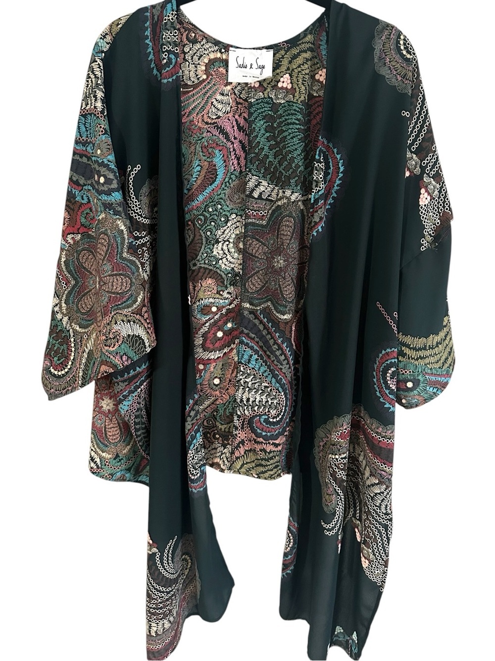 Sadie & Sage Multicolor Paisley Print Kimono L